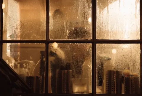 Condensation fogging the inside of a multi-pane window