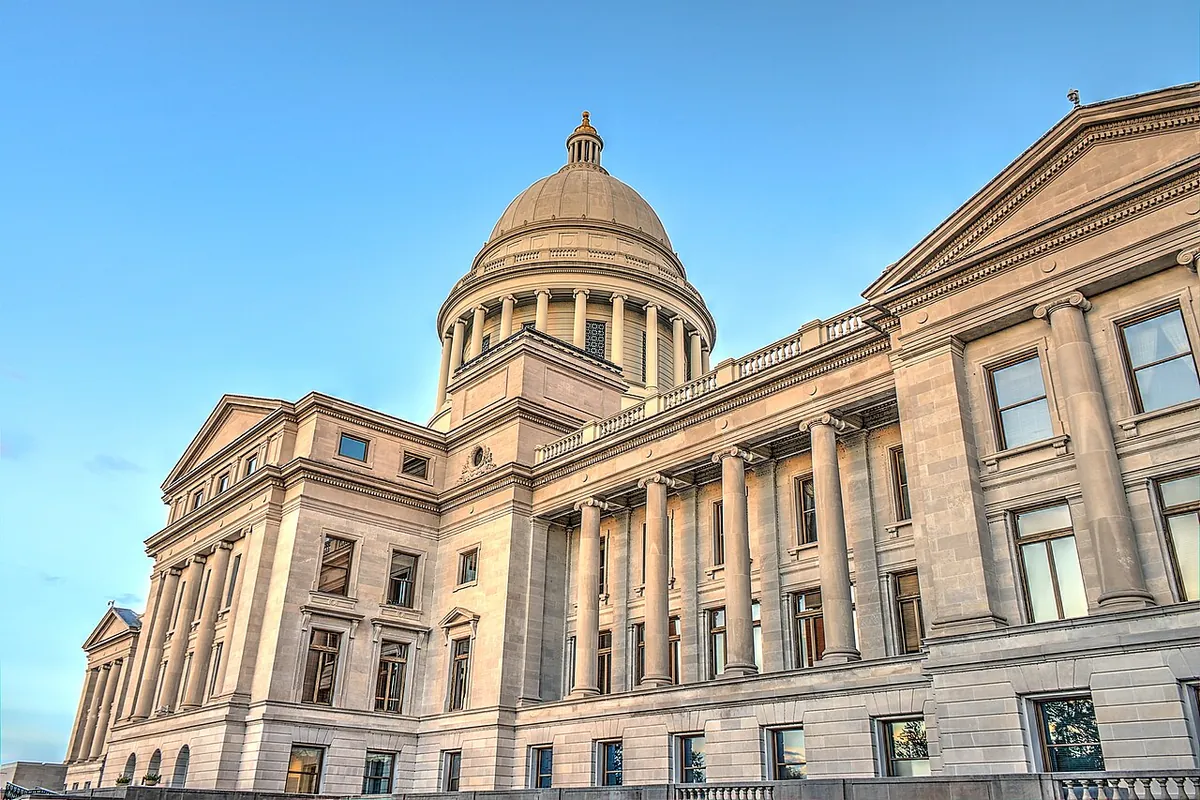 The Arkansas State Capitol in Little Rock, seen from outside
