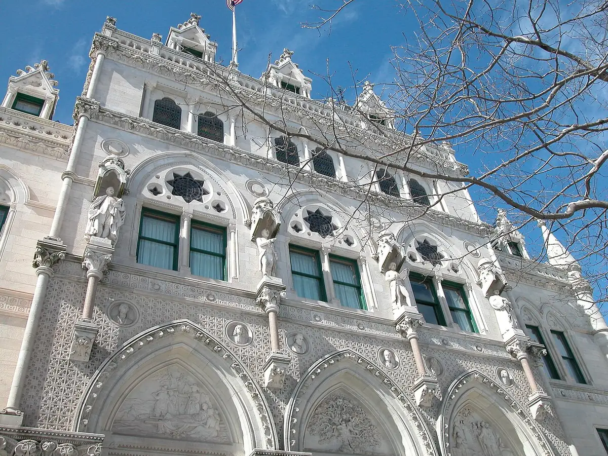 The Connecticut State Capitol in Hartford, seen from outside