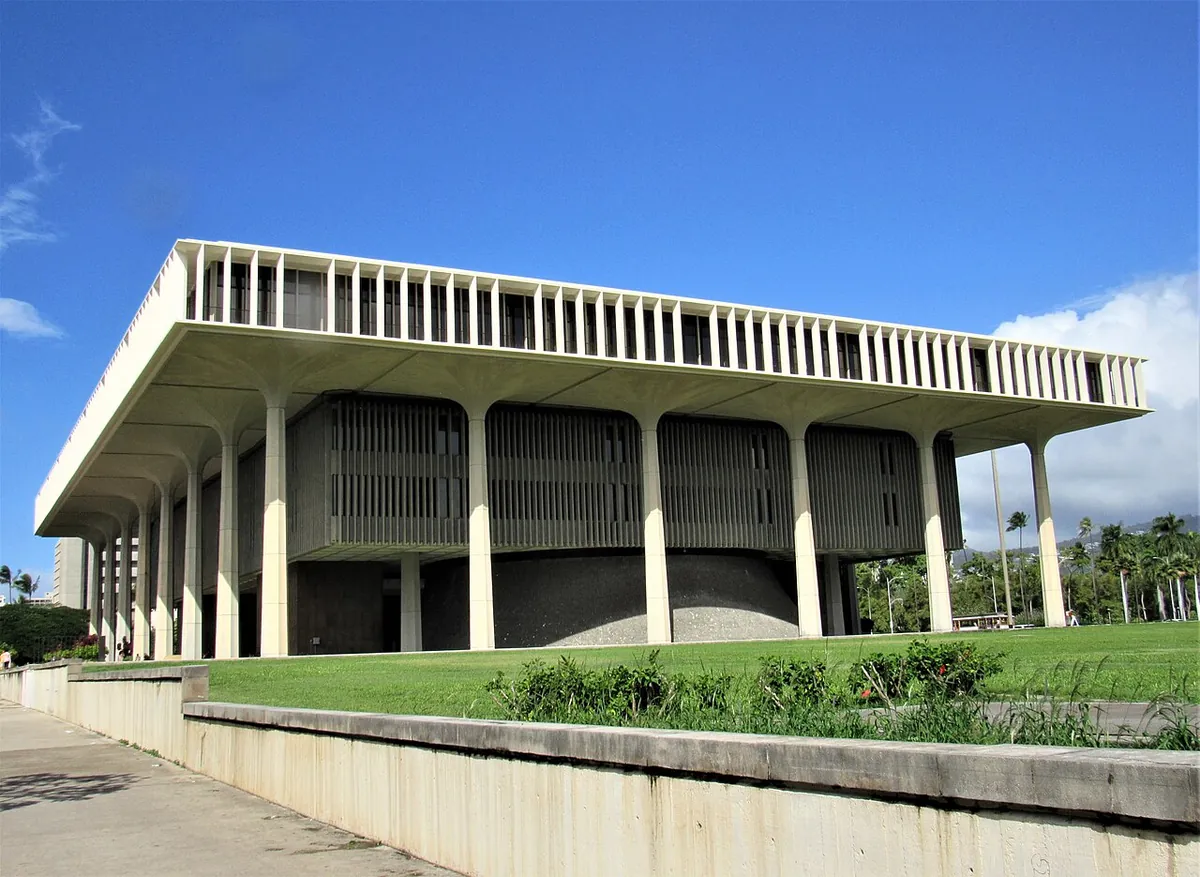 The Hawaii State Capitol in Honolulu, seen from outside
