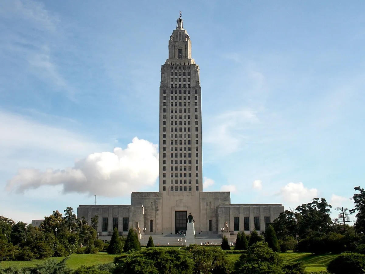 The Louisiana State Capitol in Baton Rouge, seen from outside