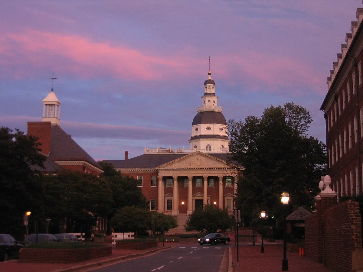 The Maryland State House in Annapolis, seen from outside