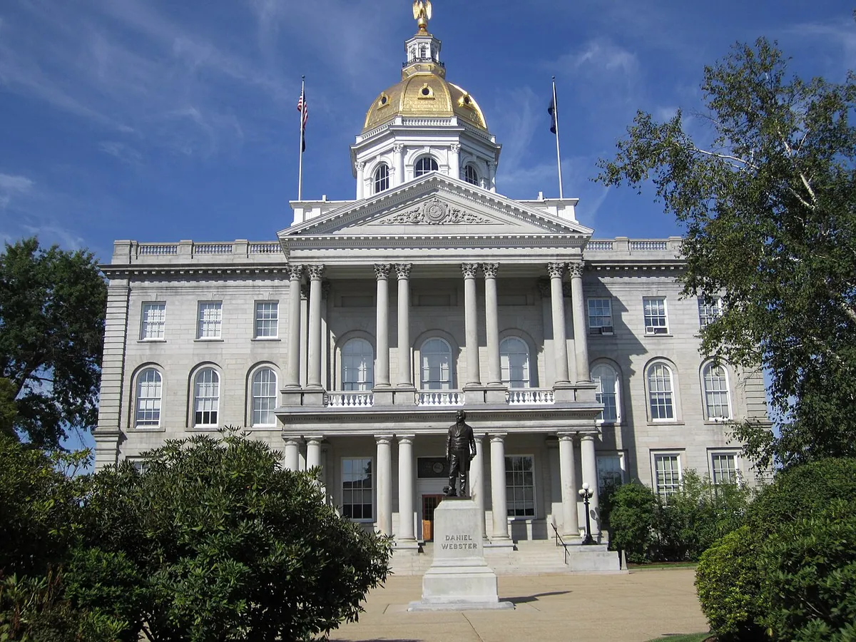 The New Hampshire State Capitol in Concord, seen from outside