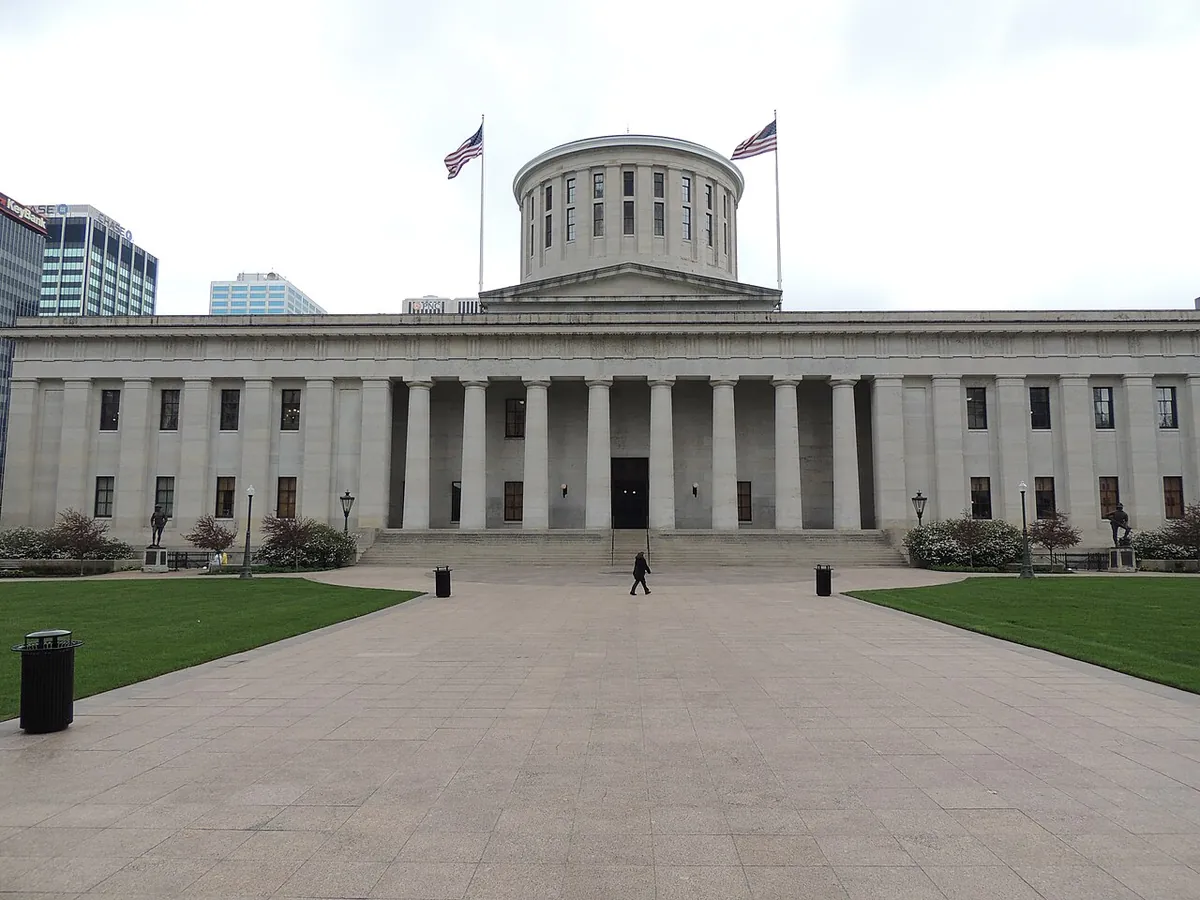 The Ohio Statehouse in Columbus, seen from outside