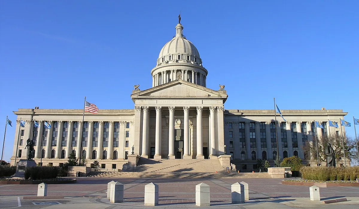 The Oklahoma State Capitol in Oklahoma City, seen from outside