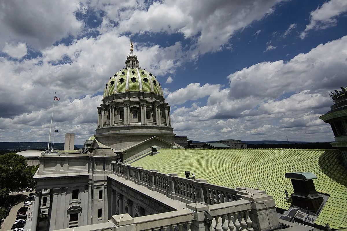 The Pennsylvania State Capitol in Harrisburg, seen from outside