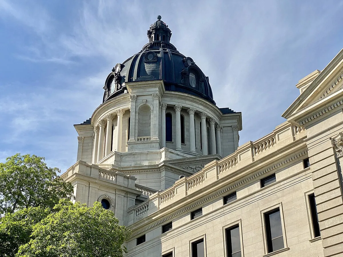 The South Dakota State Capitol in Pierre, seen from outside