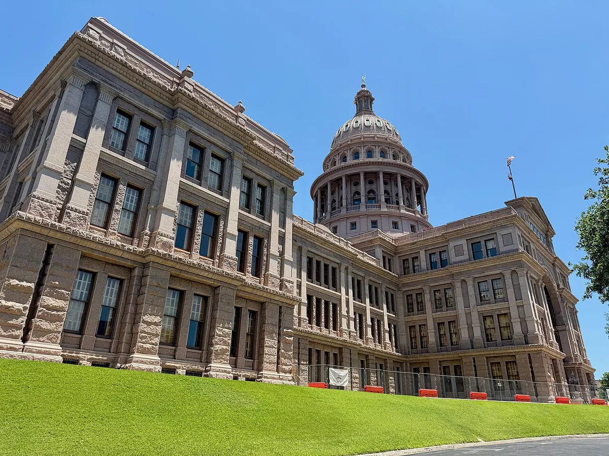 The Texas State Capitol in Austin, seen from outside