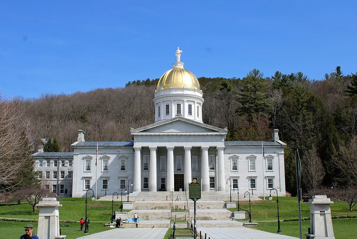 The Vermont State House in Montpelier, seen from outside