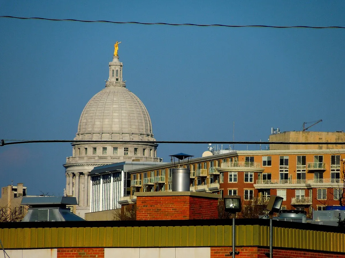 The Wisconsin State Capitol in Madison, seen from outside